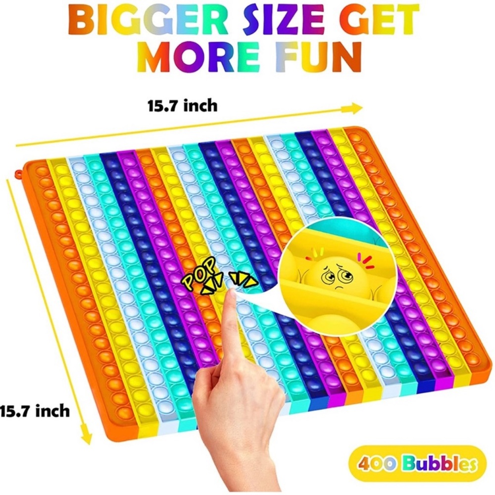 Jumbo Pop it 400 Bubbles Big Fidget Toy, 15.7
Inch Giant Pop it 400 Bubbles